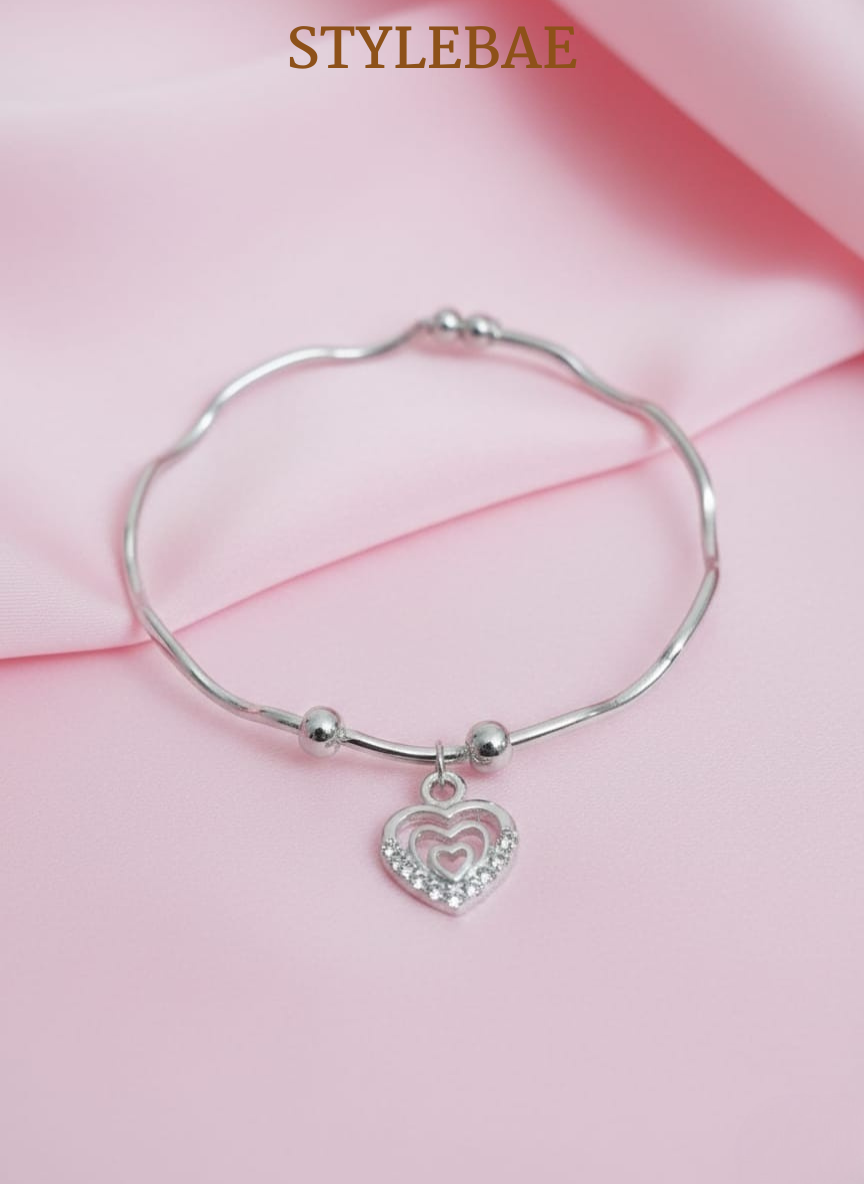 Silver Heart Charm Bracelet