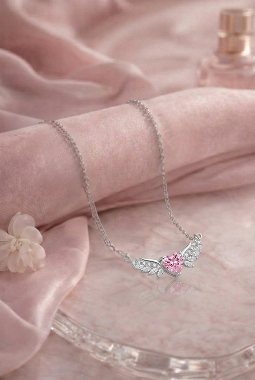 Angel Heart Pink Necklace