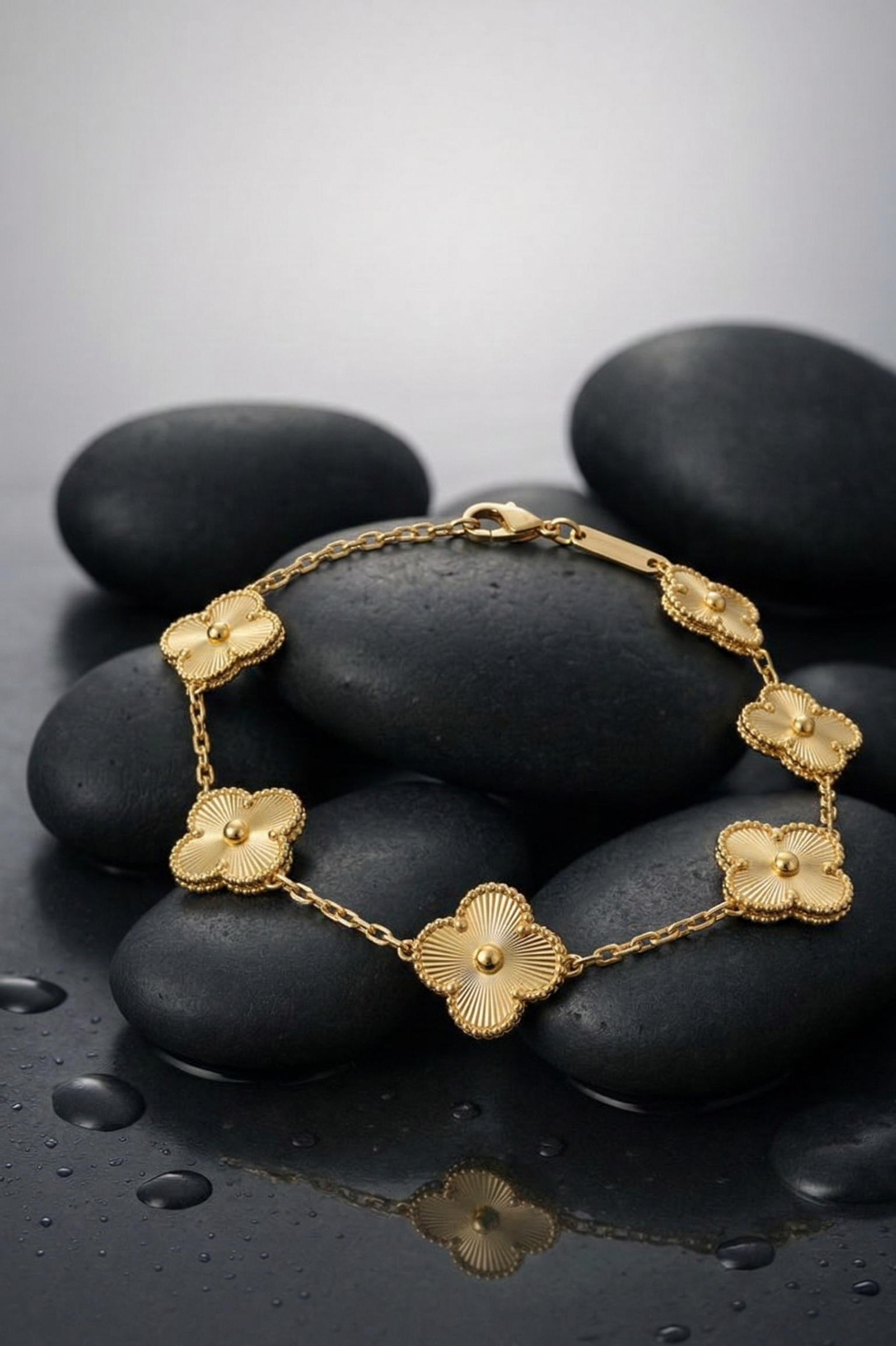 Golden Clover Anti Tarnish Charm Bracelet