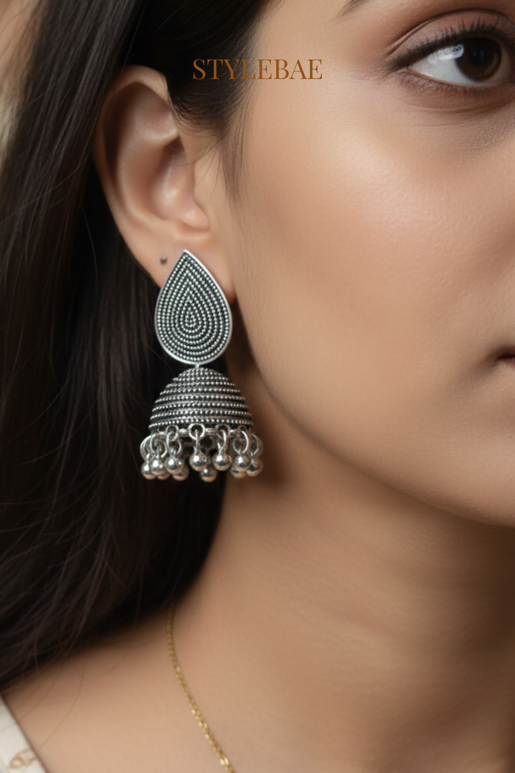 Classic Oxidised Drop Jhumka