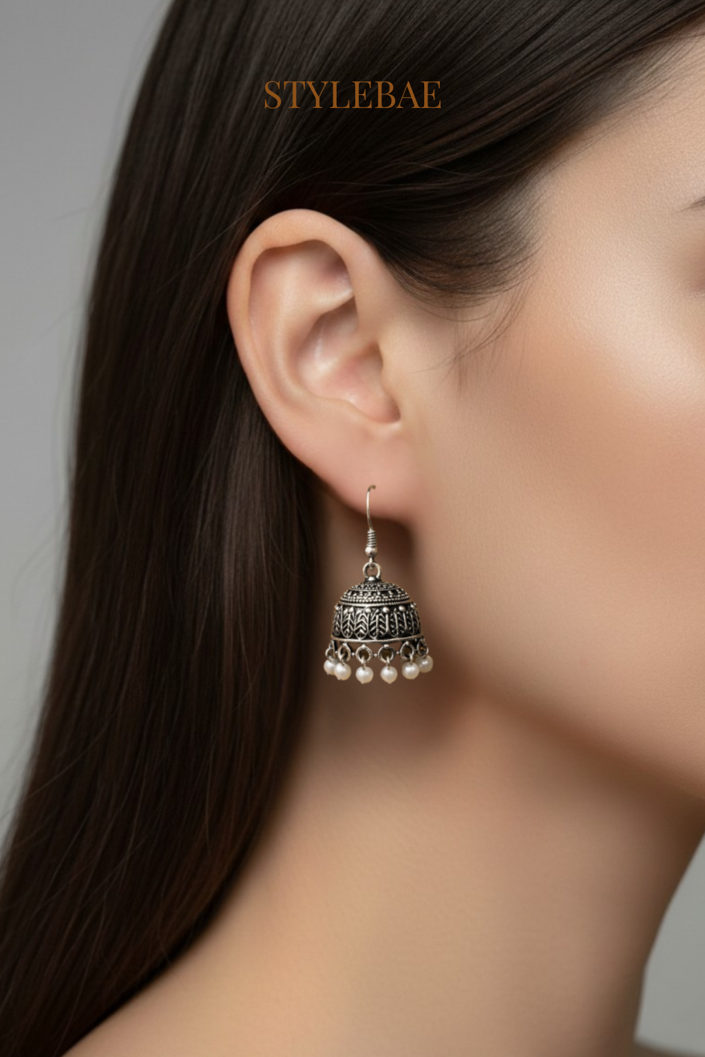 Ira Oxidized Pearl Jhumka