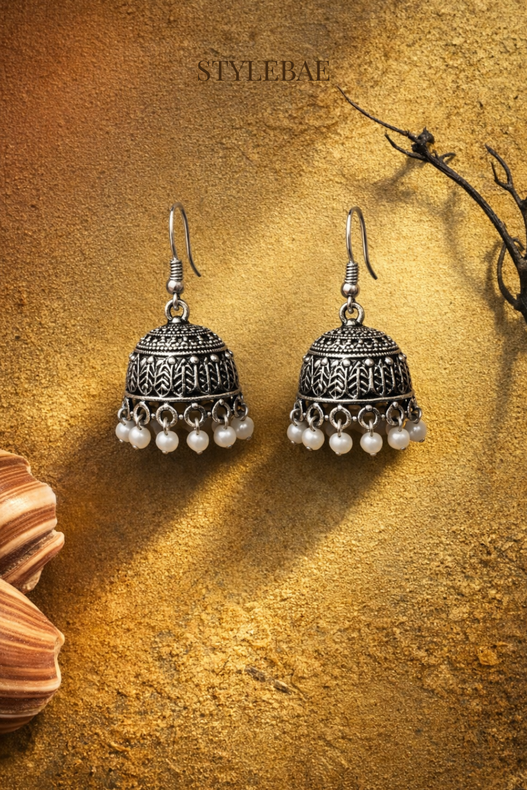 Ira Oxidized Pearl Jhumka