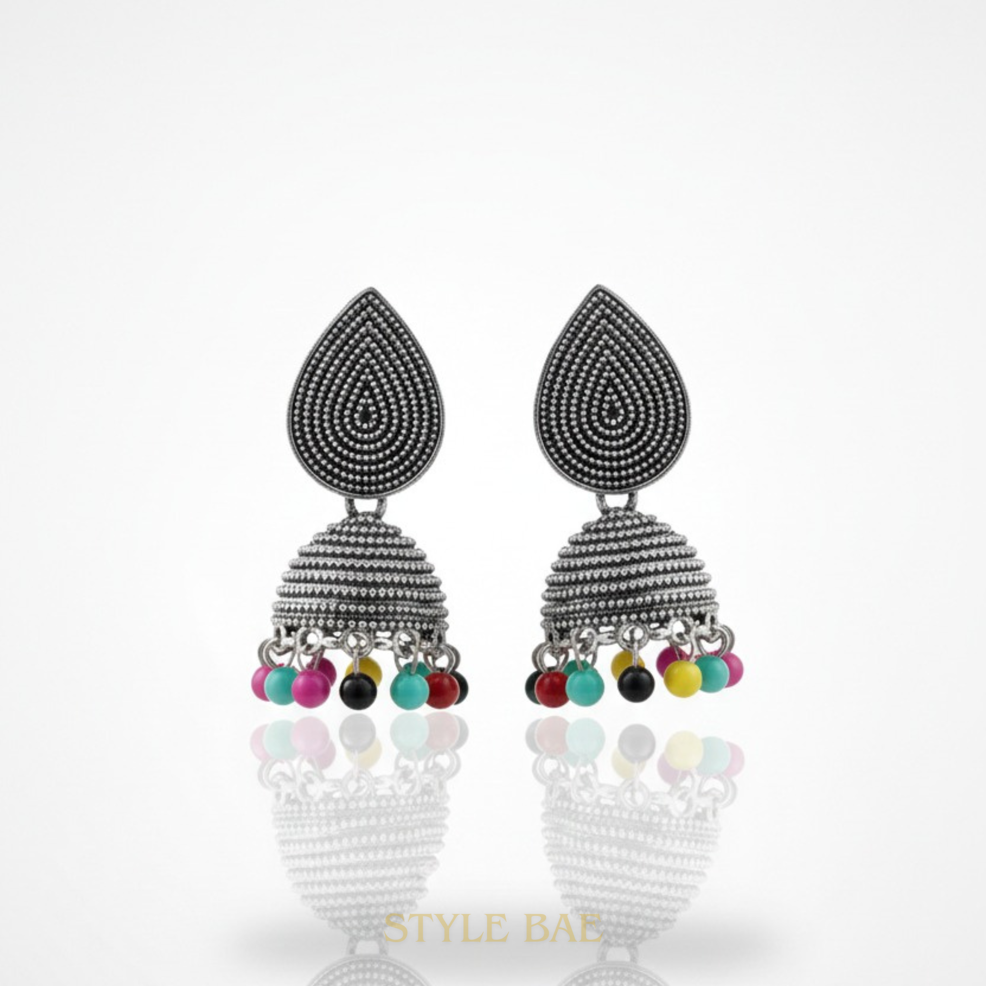 Rangriti Oxidised Jhumka Earrings