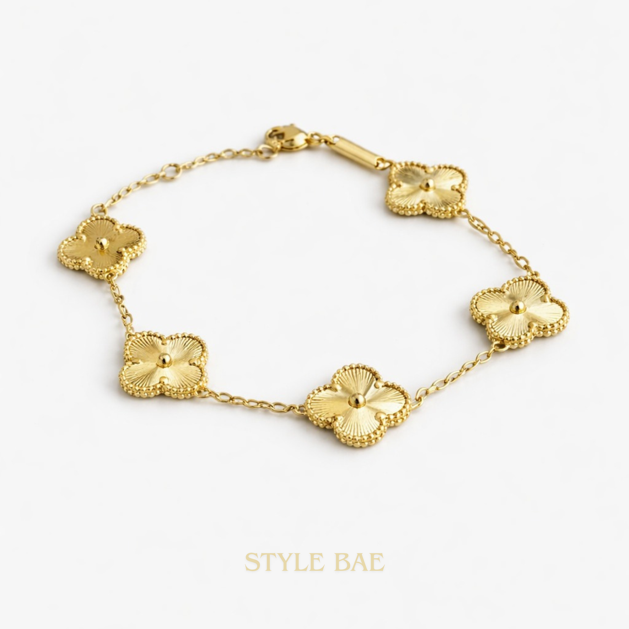 Golden Clover Anti Tarnish Charm Bracelet