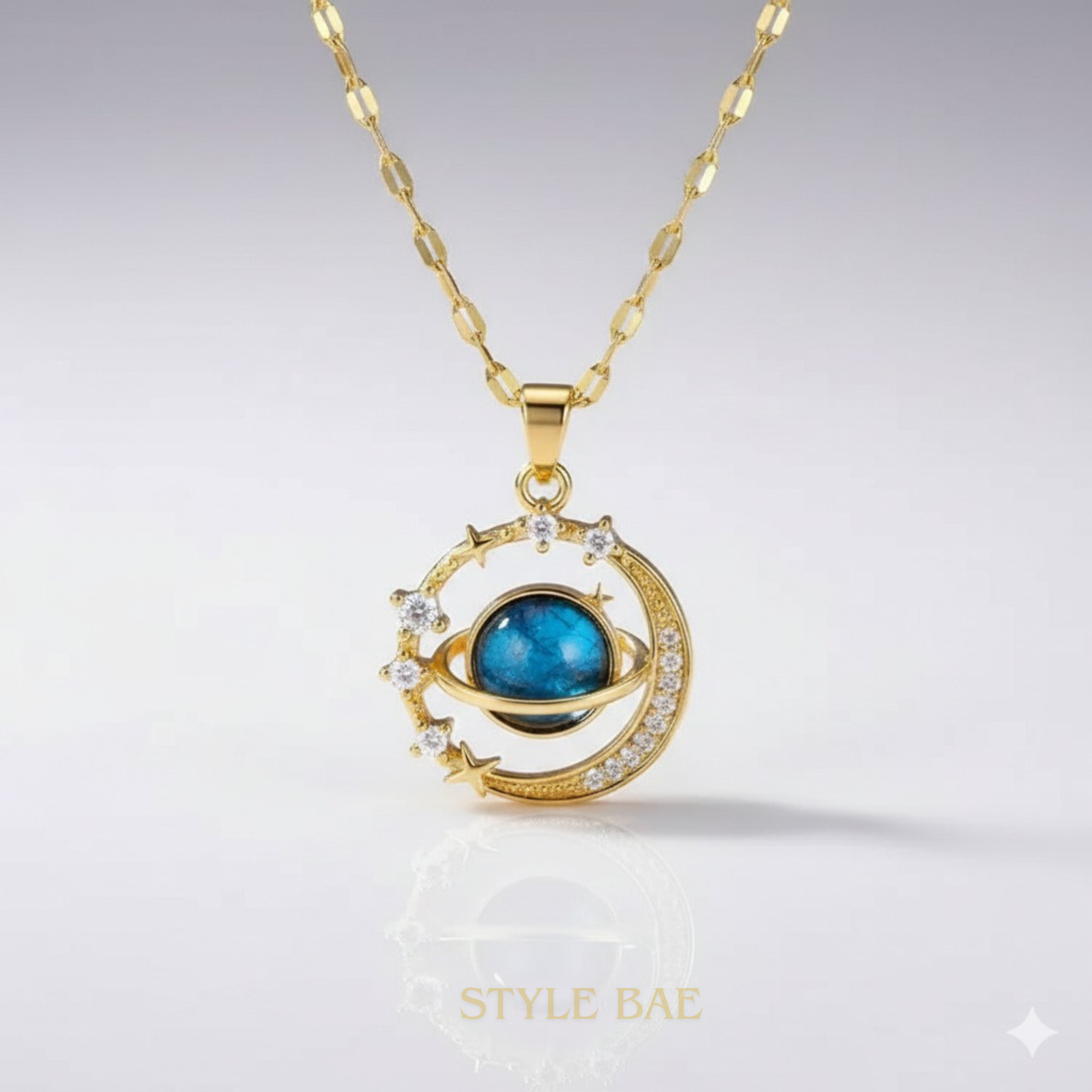 Orbital Moon Pendant Necklace