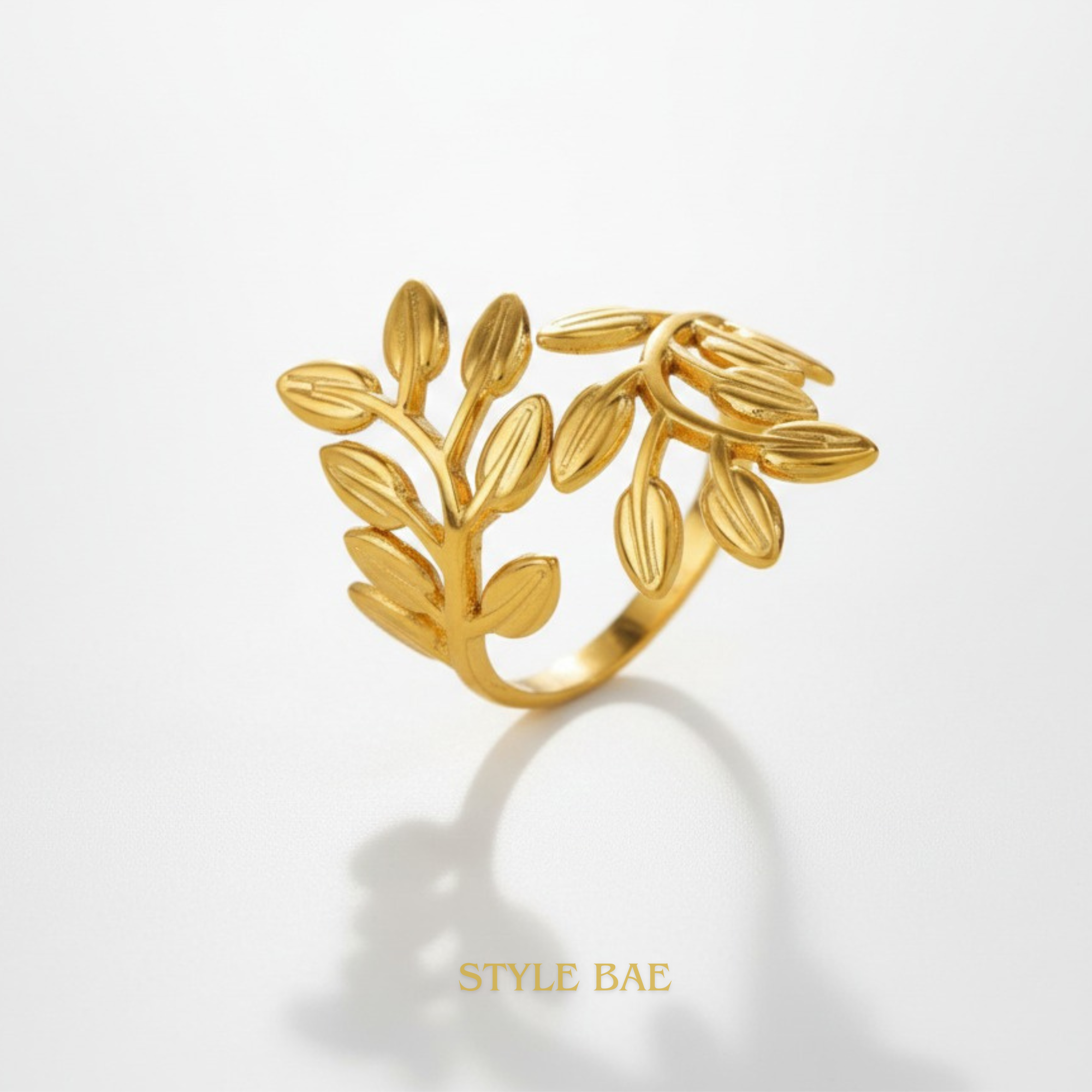 Golden Laurel Leaf Wrap Ring