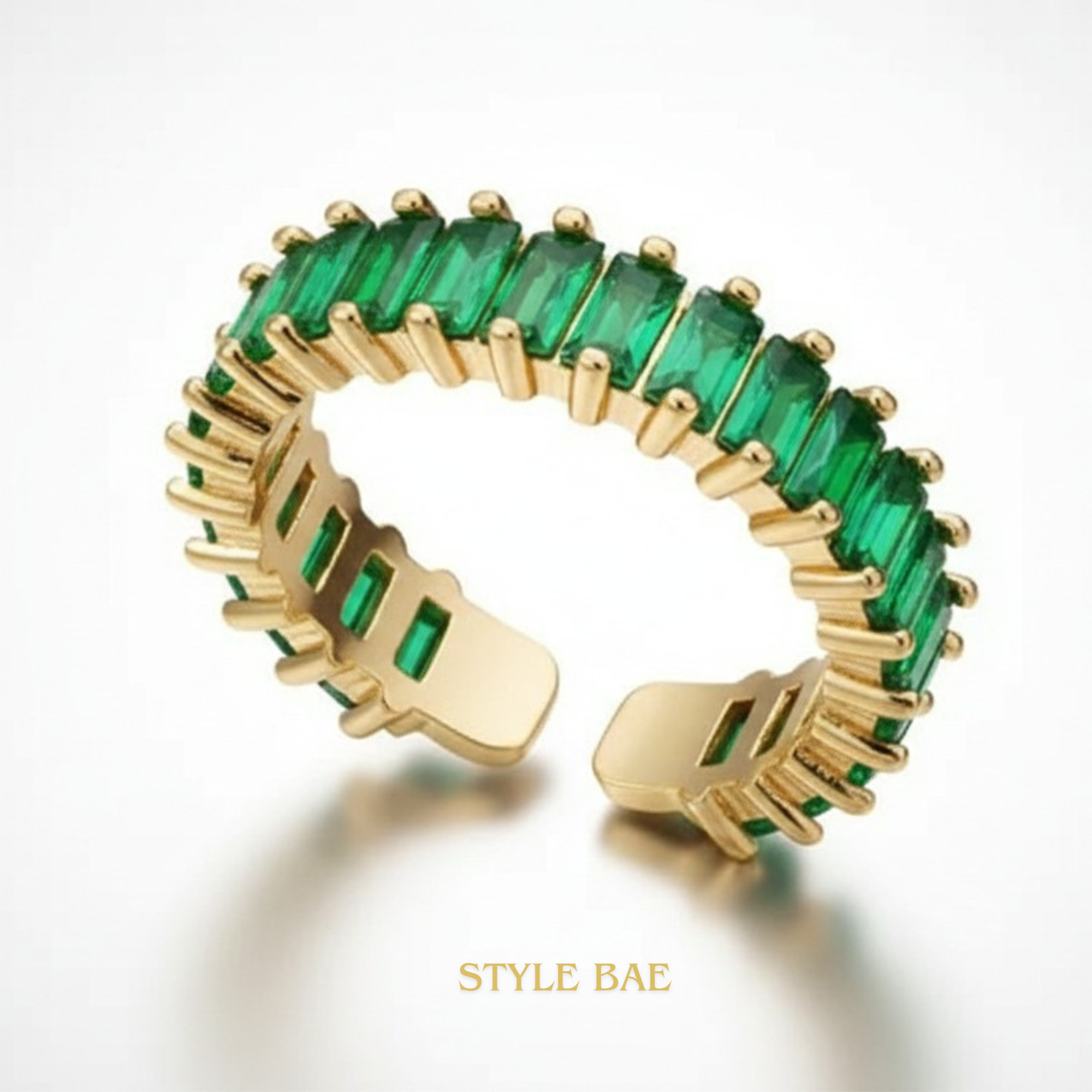 Emerald Crown Eternity Cuff Ring
