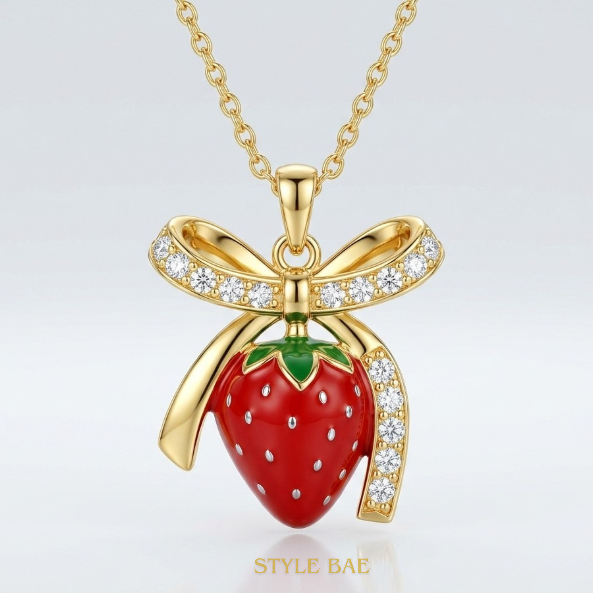 Cute Strawberry Gold Pendant Necklace