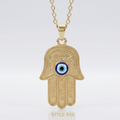 Hamsa Evil Eye Gold Pendant