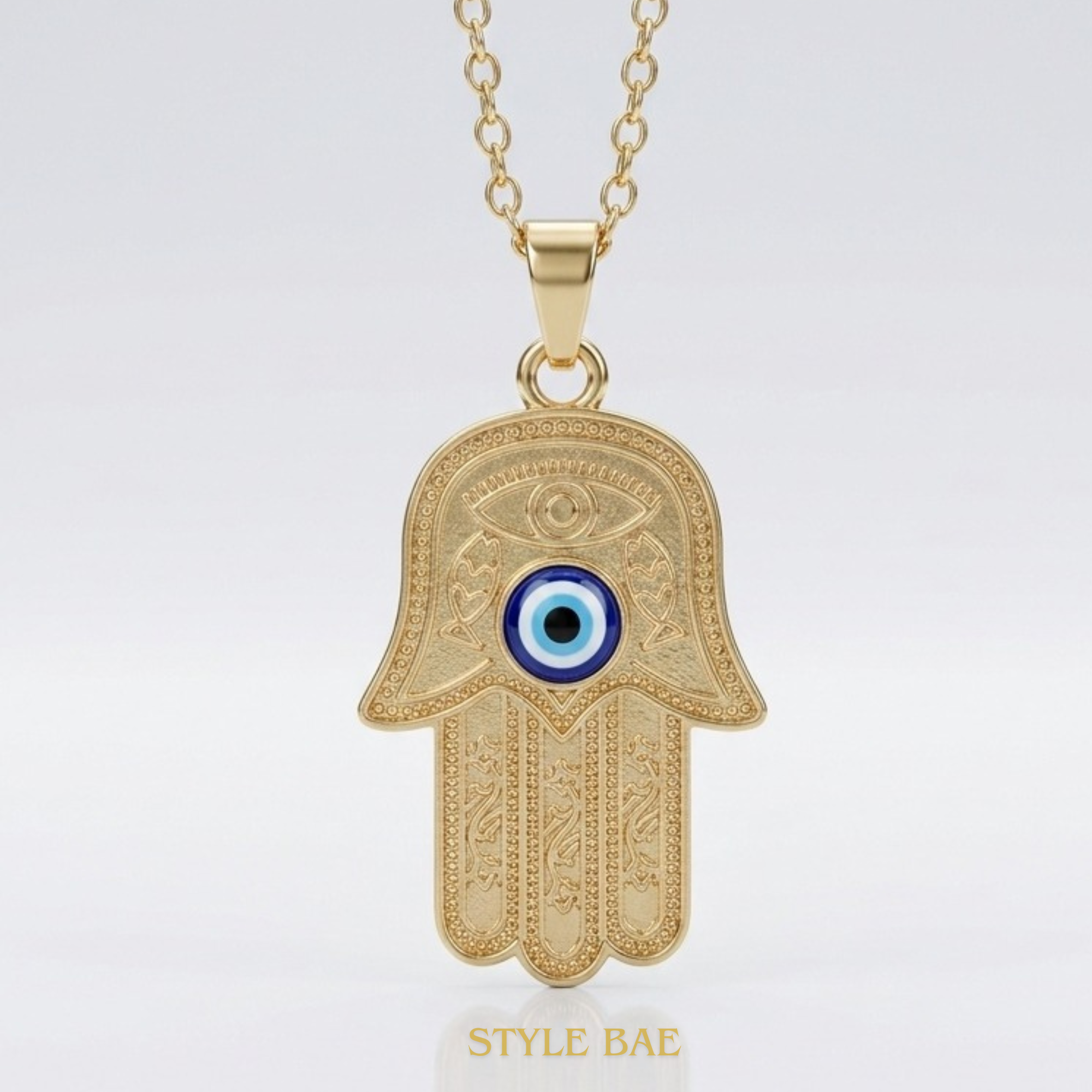 Hamsa Evil Eye Gold Pendant