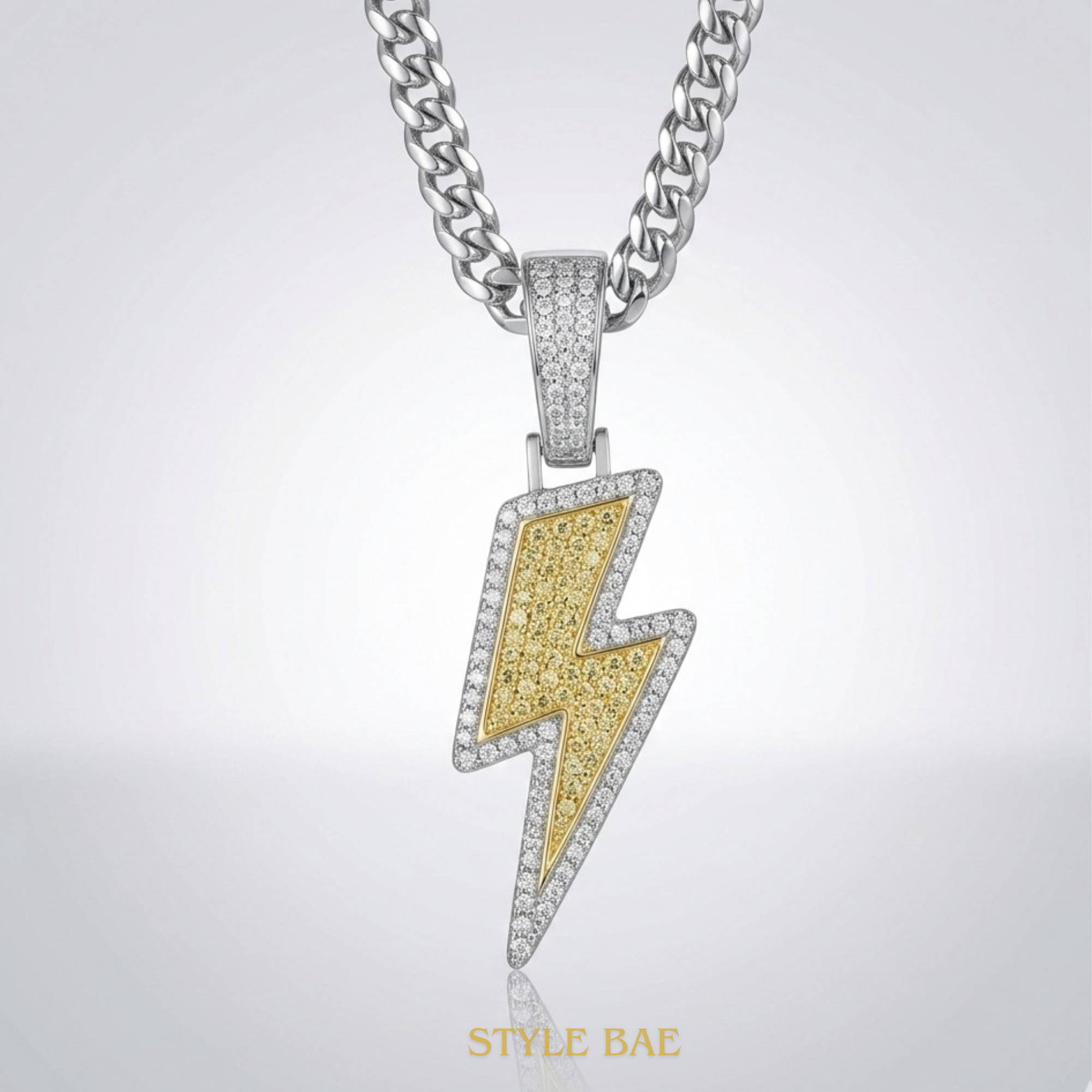 Lightning Bolt Iced Pendant