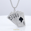 Royal Flush Crystal Card Pendant with chain