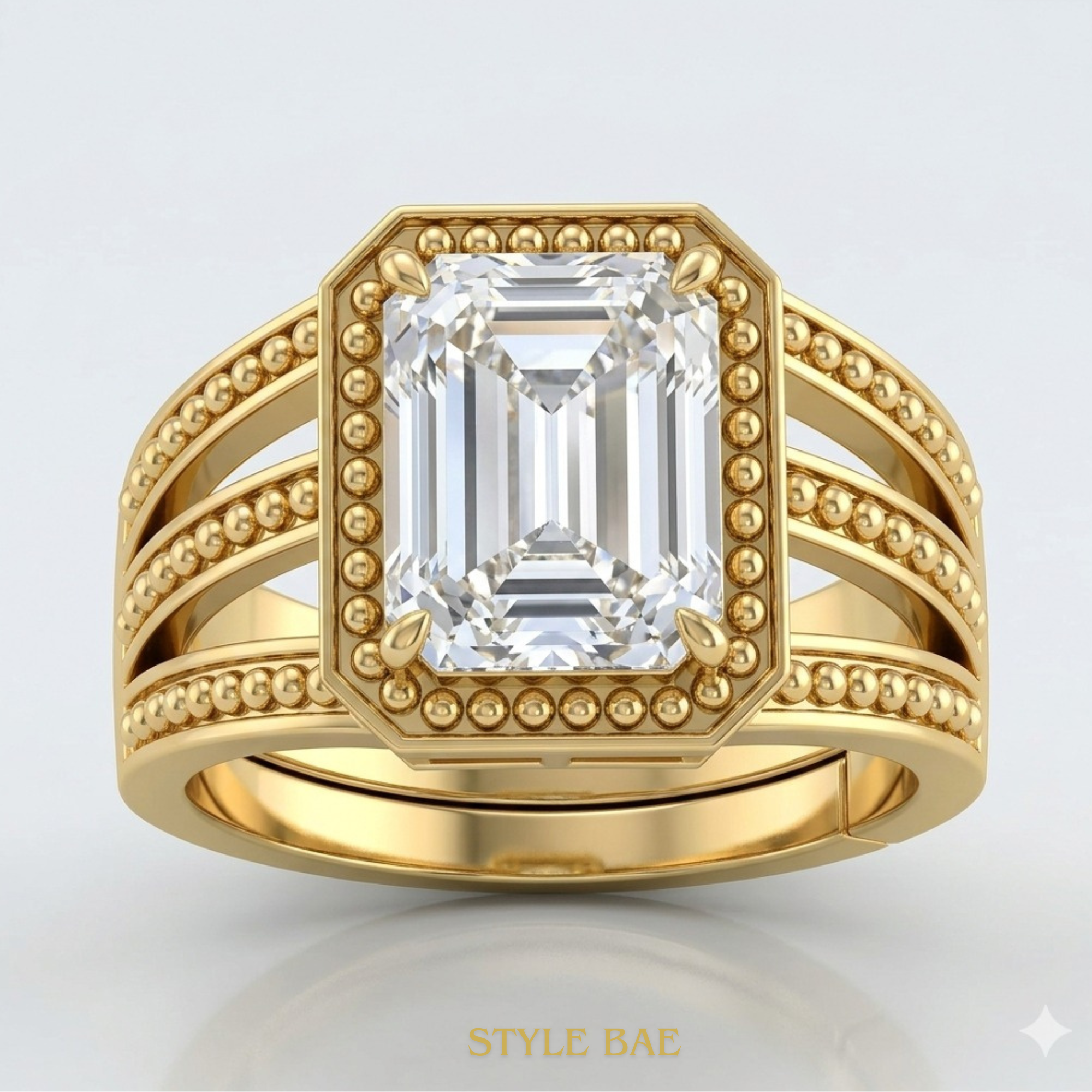 Royal Emerald Cut Gold Ring